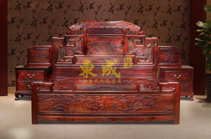 东成红木大象宝座大床