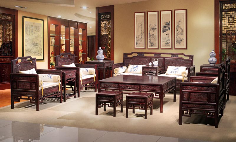 东成红木莲花宝座沙发